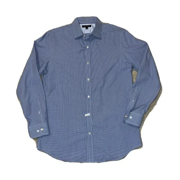 banana republic slim fit non iron dress shirt Banana Republic Men's Non-Iron Slim Fit Shirt | Size L | Magenta/White  Gingham Check main image 0